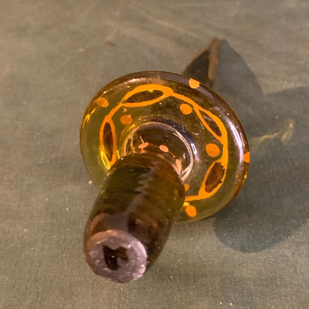 VTG Handpainted Bohemian Amber Glass Bottle with Stopper - Picture 10 of 13